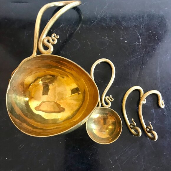 Vintage 1993 Signed Brass Joe Spoon Ladle Handmade Set of 2 - Picture 2 of 5